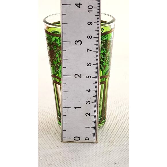 Moroccan Tea Glasses-Multiple Colors-Gold Tone Trim-Holds 1/2 cup each-Set of 3 - Picture 5 of 6